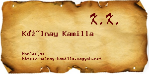 Kálnay Kamilla névjegykártya